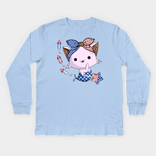 4th of July cat Kids Long Sleeve T-Shirt